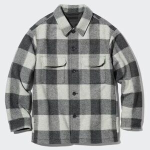 Uniqlo Sz S Unisex Work Shirt Lined Jacket Gray Lumberjack Plaid Flap Pockets